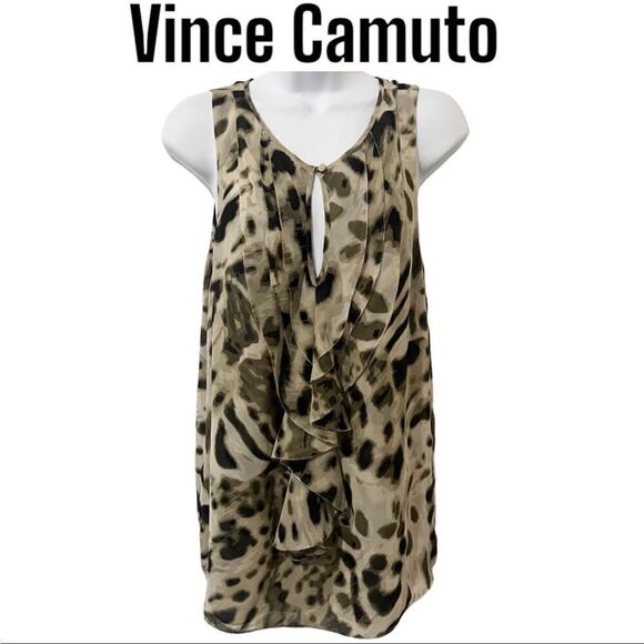 Vince Camuto Women’s Cut Out Front Sleeveless Tank Top Olive Black Size Large - Picture 1 of 6